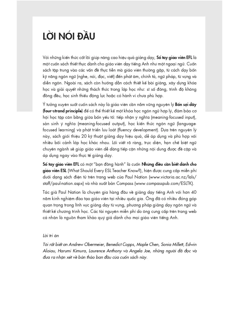 SỔ TAY GIÁO VIÊN EFL (Dành cho Giáo viên dạy Tiếng Anh)